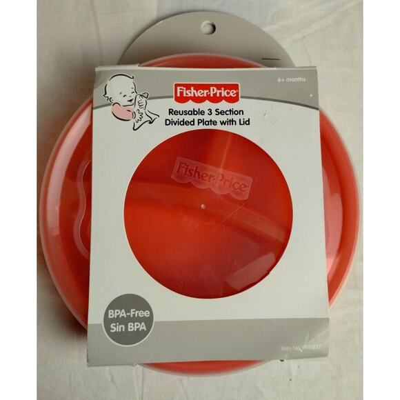3 Fisher Price Reusable Three Section Divided Plates with 12 Forks Spoons - Picture 2 of 10
